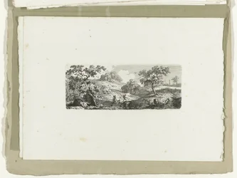 Travelers by a Stream in a Hilly Landscape, Sixteen Landscapes (series title)