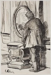 A Young Man Observes Three Women in a Mirror