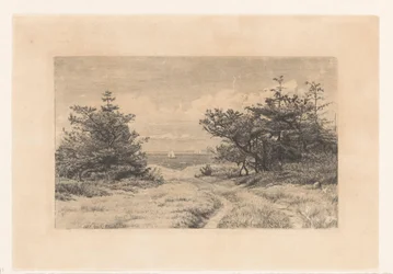 Country Road with Bushes, Along a Lake