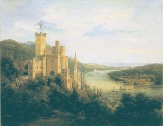 View of Castle of Stolzenfels at River Rhine