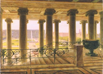 View from the New Museum onto the Pleasure Garden and Royal Palace in Berlin