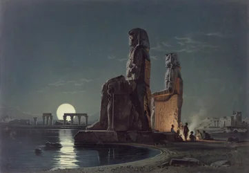 The Colossi of Memnon, Thebes, one of 24 illustrations produced by G.W. Seitz, printed c.1872