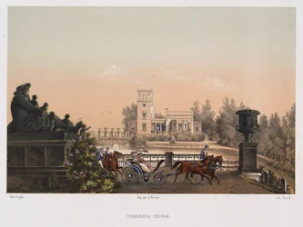 The Pink Pavilion in the Peterhof Park, 1853