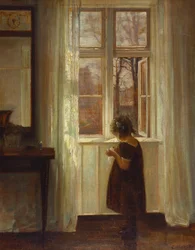 A Girl Standing at a Window