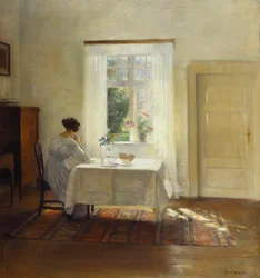 A Woman Seated at a Table by a Window