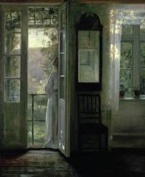 Girl Standing on a Balcony