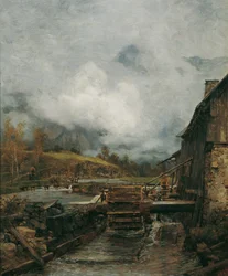 Watermill in Goisern (after Emil Jakob Schindler)