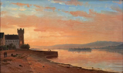 Sunrise on the Rhine at Rüdesheim with the Eagle Tower