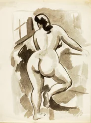 Back View of Standing Female Nude