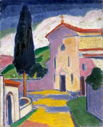 Church with Cedar Tree on Left, before 1932