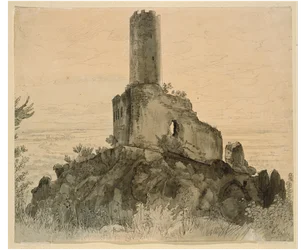 The Ruins of Strahlenburg near Schriesheim with a View of the Rhine Plain