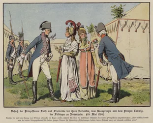 Princesses Louise and Frederica of Mecklenburg-Strelitz Visiting Their Fiances, Crown Prince Frederick William of Prussia and Prince Ludwig of Hanover at the Military Camp of Bodenheim, 20 May 1793