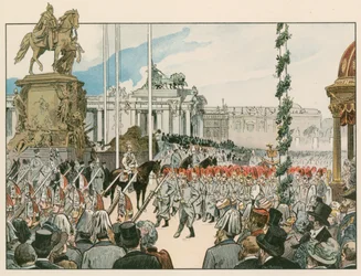 Wilhelm II at the dedication of the national monument in Berlin in 1897