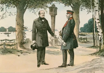 Wilhelm I, King of Prussia and First German Emperor, and Otto von Bismarck, German Statesman, at Babelsberg in 1862