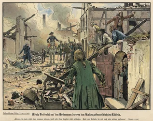 Frederick the Great visiting the ruins of the burned town of Kustrin