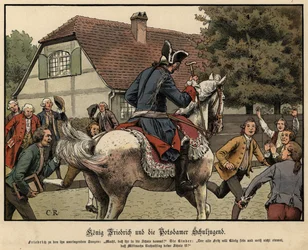 King Frederick the Great and the schoolchildren of Potsdam