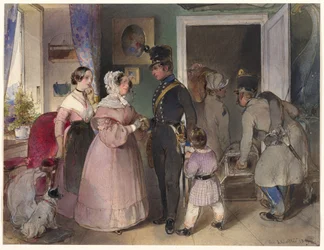 A Young Officer Saying Farewell to His Family