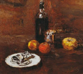 Still Life with Three Apples and Cheese in Foil