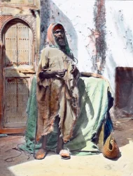 Blind beggar in Tangier, image date: circa 1910, Carl Simon Archive