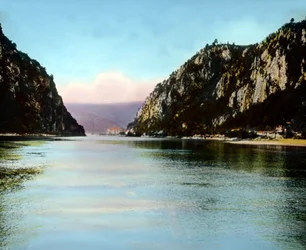 The Iron Gates, a gorge on the Danube river, Romania, circa 1920