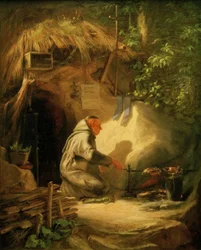 Hermit Frying a Chicken