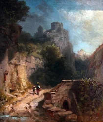 Mountain Landscape with Bridge and Castle
