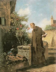 Monk Smelling a Rose
