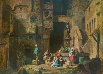 Washerwomen at the Fountain. Around 1882