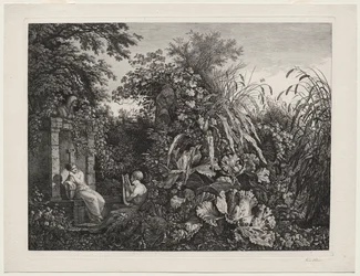 Youth Playing a Lyre to a Maiden by a Fountain