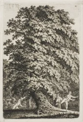 Woman Fleeing from a Man Holding a Lance in the Forest