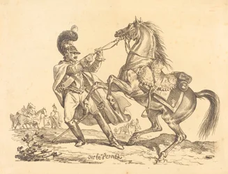 Cuirassier Holding Back His Rearing Horse