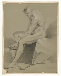 Study of a Seated Prisoner, Chained to a Rock
