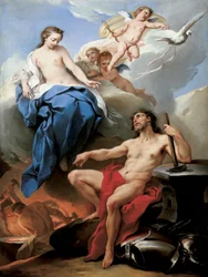Venus requesting Vulcan to make arms for Aeneas