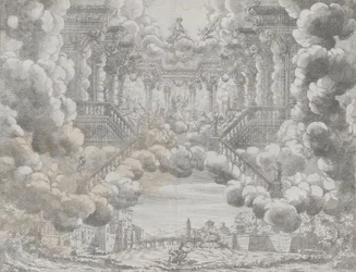 Stage Design with Allegorical Figures on a Staircase, from 