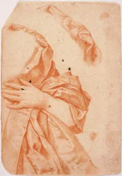 Drapery Study for the Left Half of a Female Half-Figure and a Repetition of the Drapery Around Her Neck