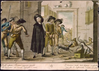 Priest Arlotto, by Carlo Lasinio, coloured engraving