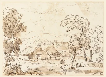 A Peasant’s Dwelling and a Castle in Mountainous Countryside