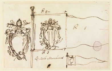 Three Sketches for a Standard of Pope Benedict XIV, 1740-58