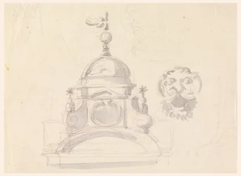 Elevation of a Dome, Design for a Mask, and Caricature