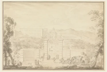 View of a Monastery Receiving Visit from Great People