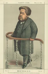 The Rev Charles Spurgeon, Noone has succeeded like him in sketching the comic side of repentance and regeneration, 17 July 1880, Vanity Fair cartoon