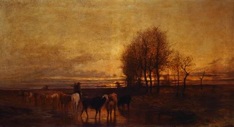 Animals Being Driven to Water