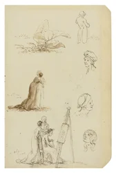 Study of Heads, Figures, and Foliage
