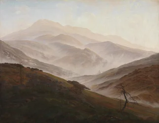 Giant Mountains Landscape with Rising Fog