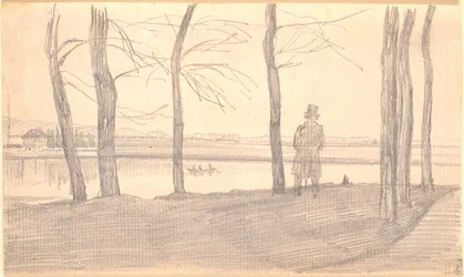 View over the Elbe. To the left, a country house