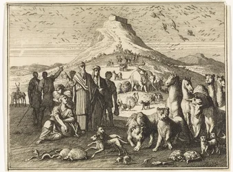 Noah, His Family and the Animals Leave the Ark