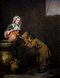 Young Chimney Sweep Drinking Near a Well