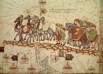 Detail of a Catalan nautical chart (portulan) representing Asia of the 13th century