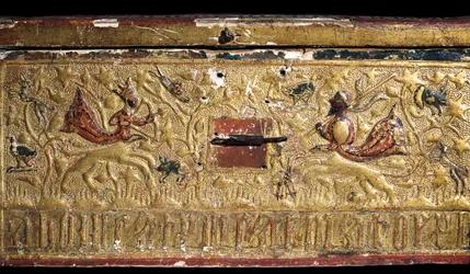 Detail (Gilded Wooden Box Representing a King and a Saracen Chief Fighting Each Other, Catalan School)