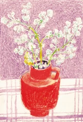 Bright Flowers Red Vase